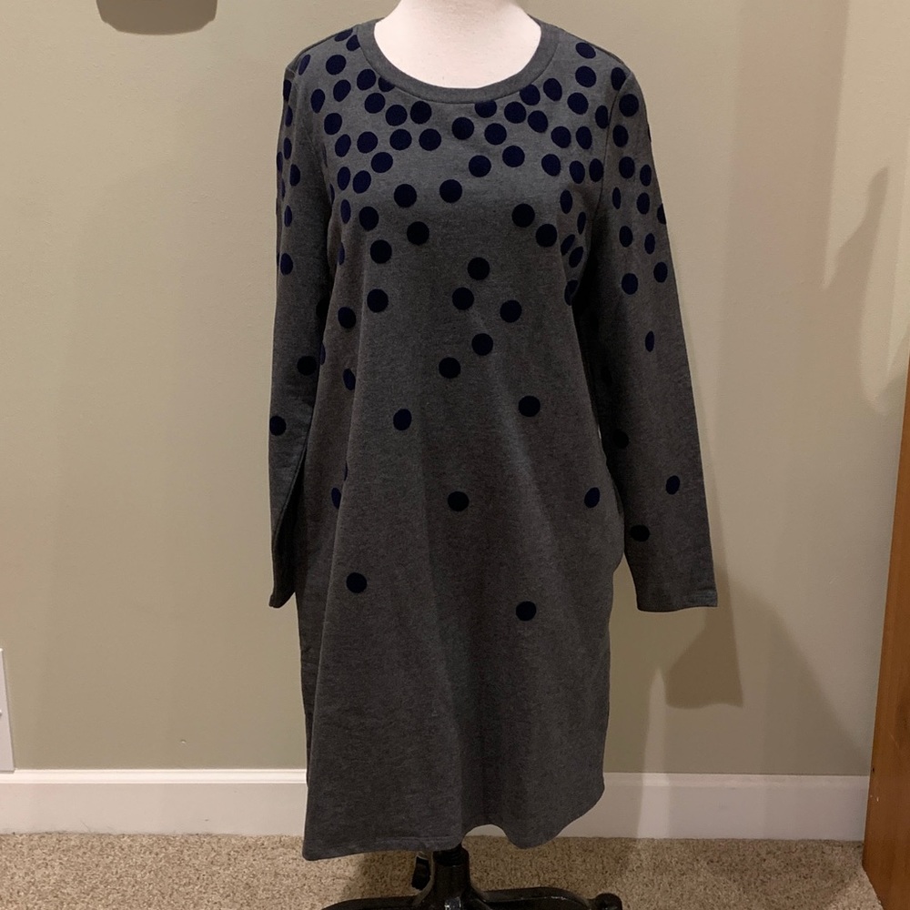 Women’s Boden Gray Polka Dot Tunic dress 12 EUC